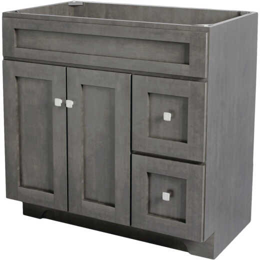 CraftMark St. Paul Designer Gray Stained 36 In. W x 34 In. H x 21 In. D Vanity Base without Top, 2 Door/2 Drawer