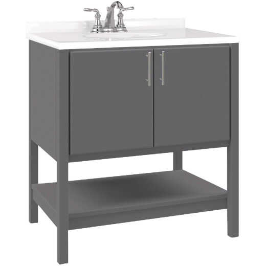 Bertch Essence 30 In. W x 34-1/2 In. H x 21 In. D Graphite Furniture Style Vanity Base without Top, 2 Door