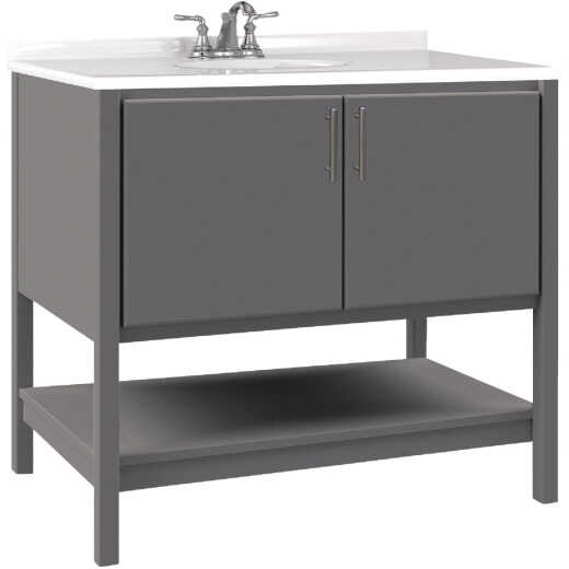 Bertch Essence 36 In. W x 34-1/2 In. H x 21 In. D Graphite Furniture Style Vanity Base without Top, 2 Door